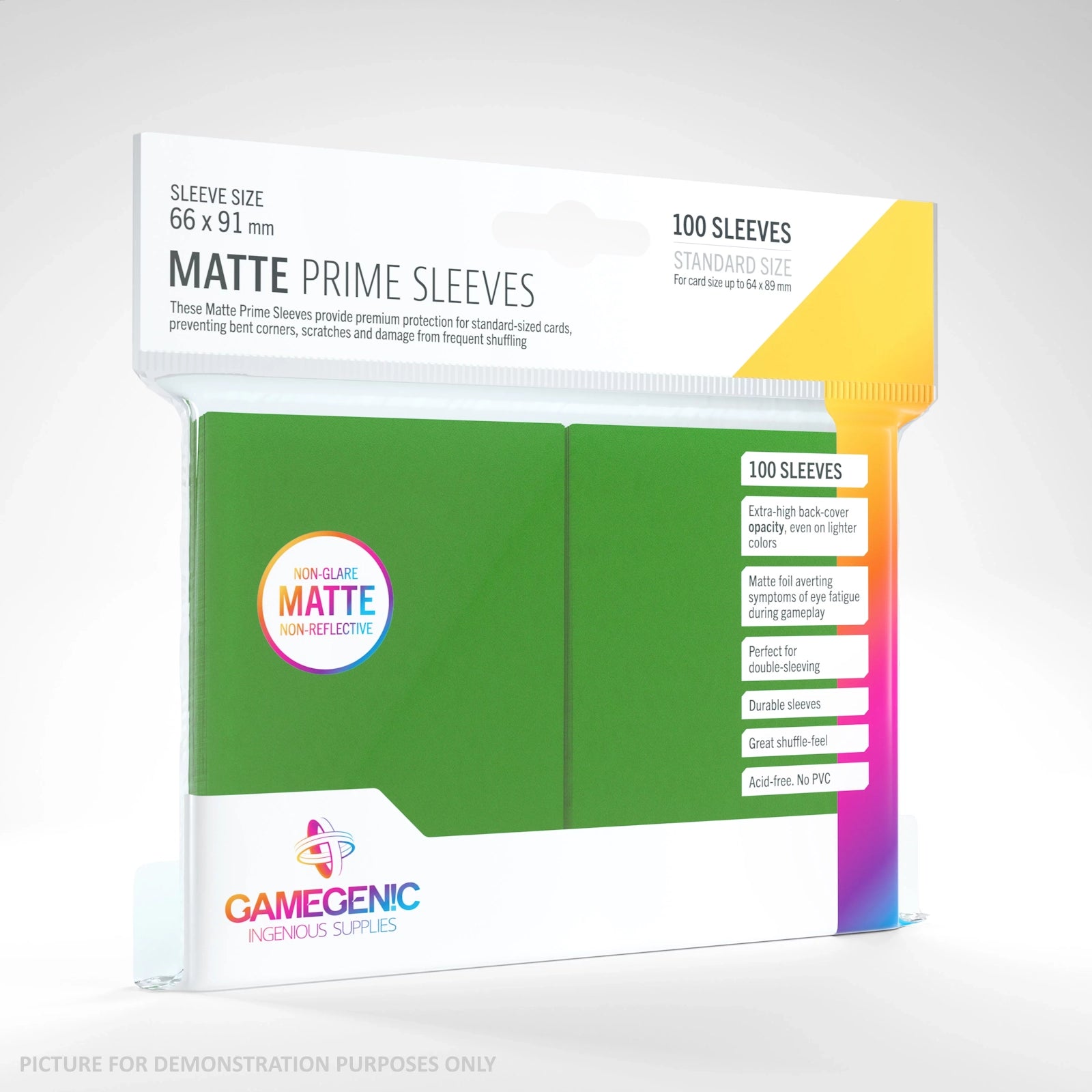 GameGenic MATTE Prime Sleeves 100 Pack - GREEN